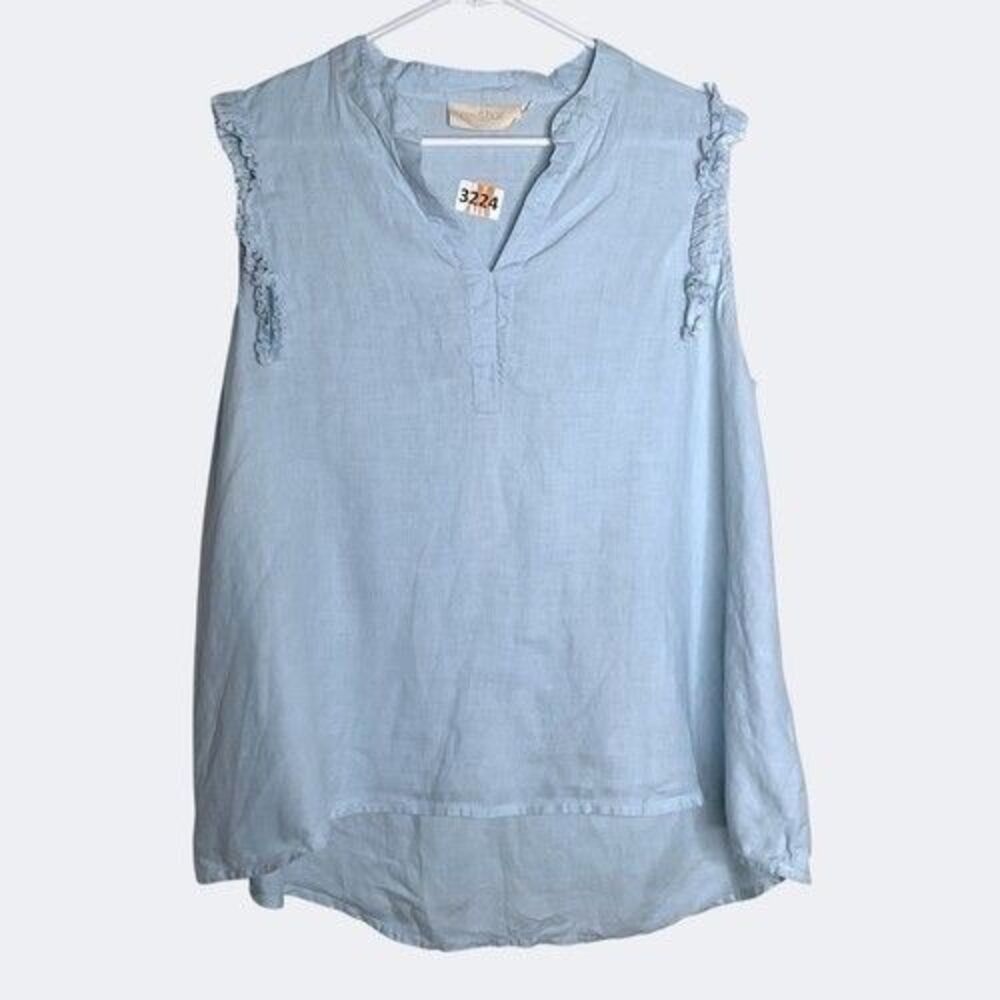 NWOT Reistor 100% Hemp Hi Low Lagenlook Ruffle Hemp Blouse Top Women Size 2XL